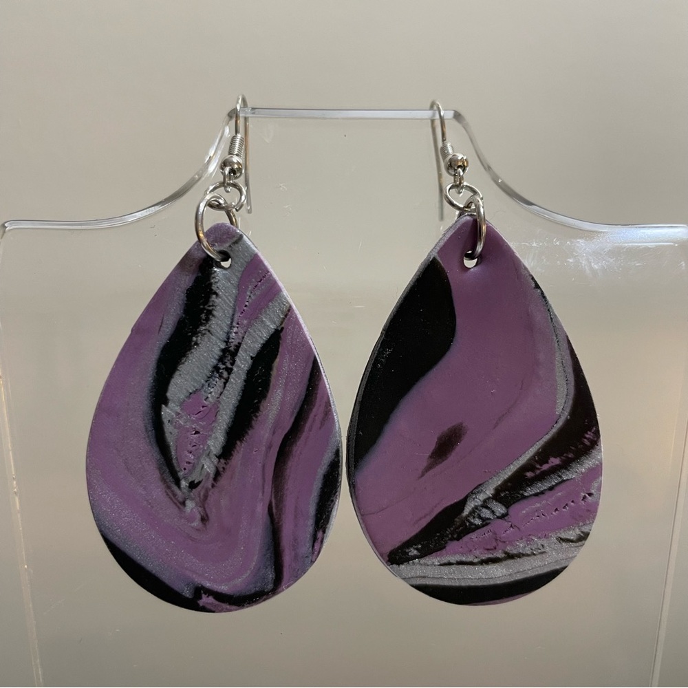 handmade clay teardrop earrings